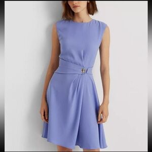 Lauren Ralph Lauren Knee Length Sleeveless Belted Dress Size US 18